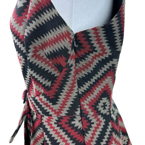 Anthropologie Eva Franco A Line Geometric Patterned Dress Red and Black Size 10 - Picture 8 of 11